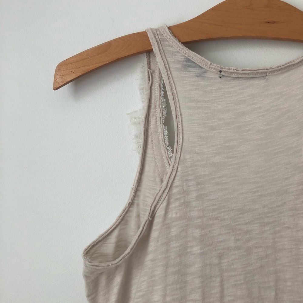 Oatmeal Racerback Tank with Ruffles - Picture 9 of 11